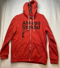 Dutch Bros Coffee hoodie sweater mens large Always Stoked long sleeve orange red