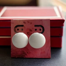 Vintage Trifari White Round Disc Clip-On Earrings