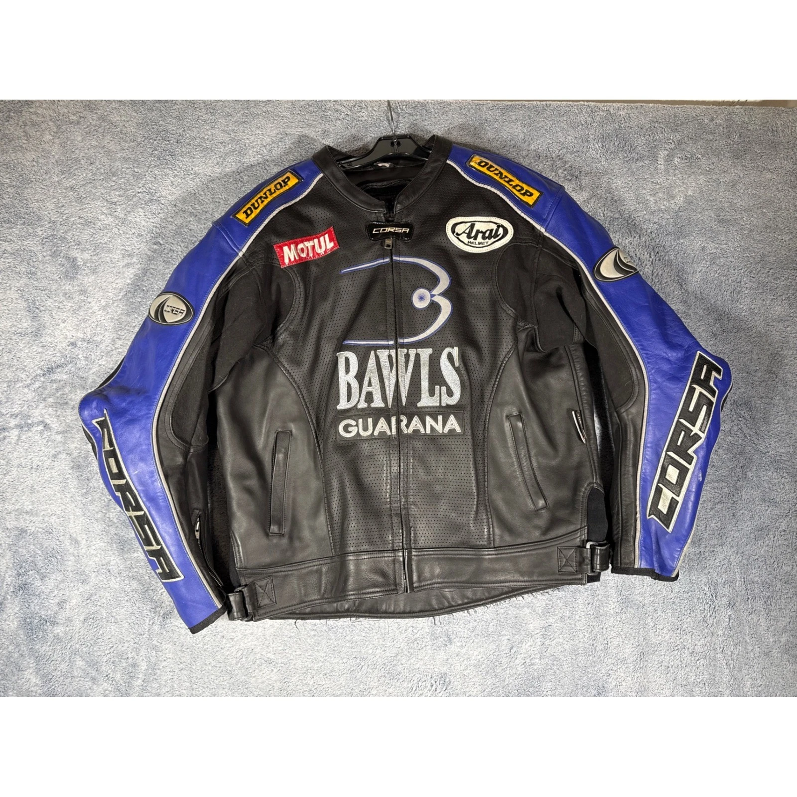 Corsa Bawls Guarana Leather Motorcycle Racing Jacket Mens 52 Black Blue Motul - product detail image 1