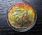2004 American Silver Eagle Dollar 1 Oz ASE Rainbow Toned Coin $1 Bullion .999