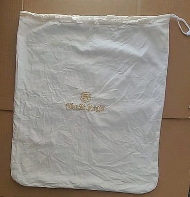 The St. Regis Ivory Drawstring Laundry Bag with Golden Embroidery 20.5  x 23''