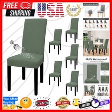 100 Waterproof Dining Room Chair Cover Set of 6, Stretch Jacquard Parson Cha...