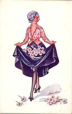 ILLUSTRATOREN - SAGE - junge Frau im blauen Kleid