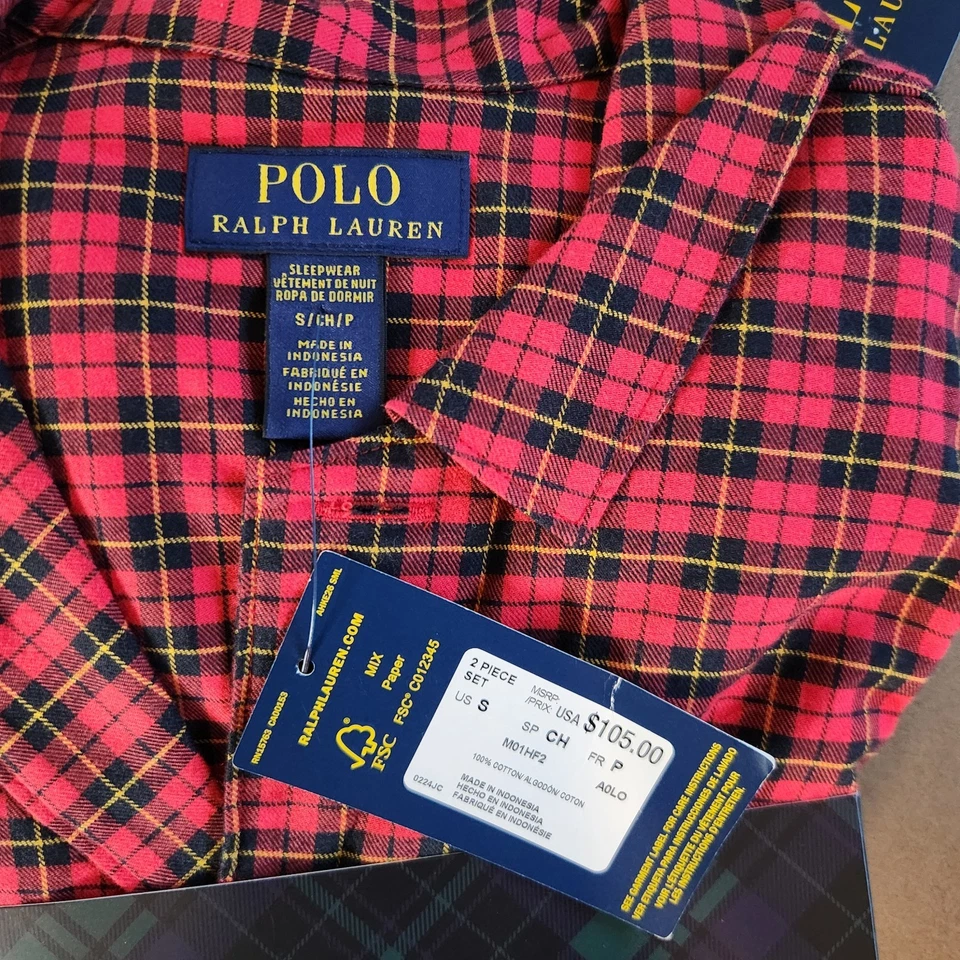 Polo Ralph Lauren Men's Cotton Plaid  2-Piece Pajama Set Size Small NWT  - Image 2 of 4