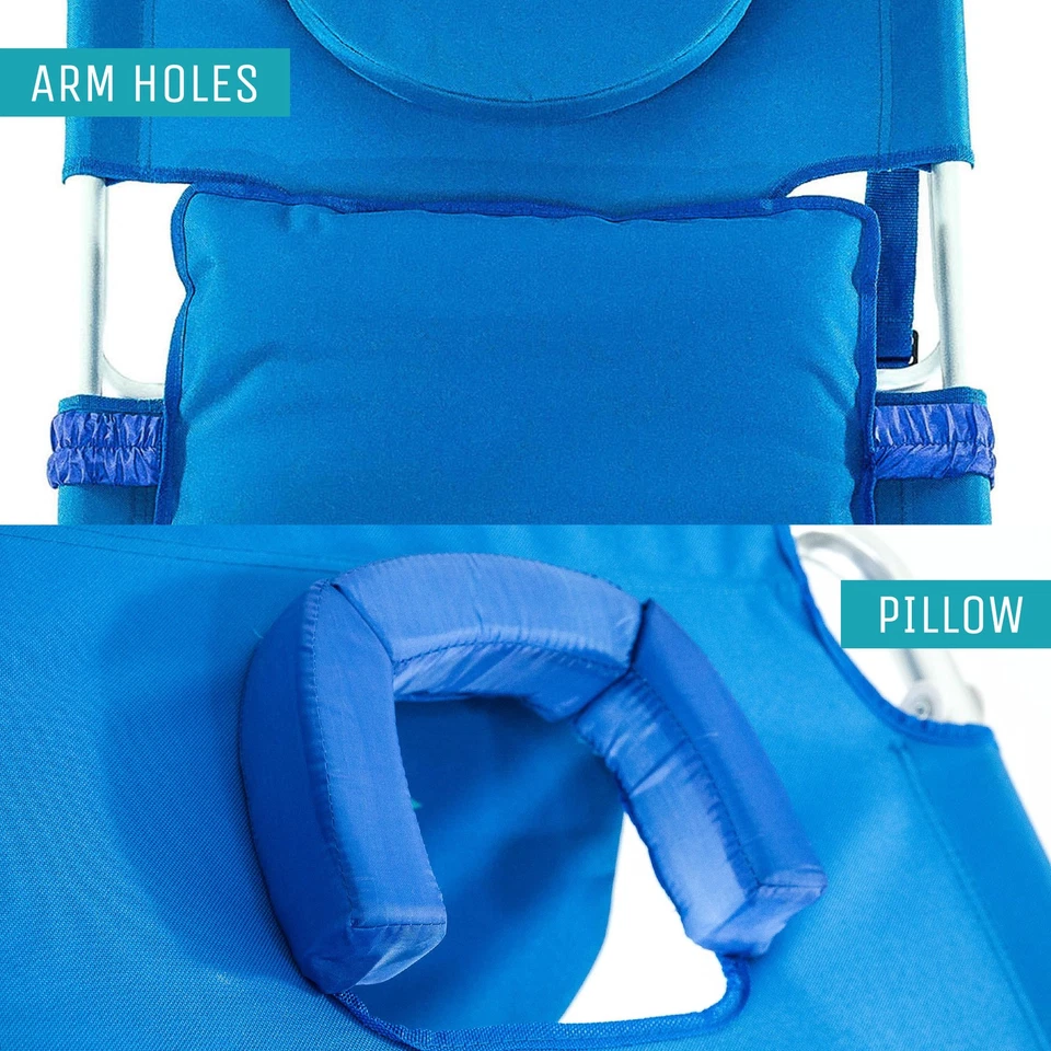 Ostrich Deluxe 3N1 Lightweight Outdoor Lawn Beach Lounge Chair w/ Footrest, Blue - Image 4 of 4