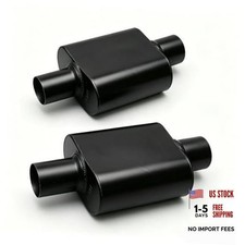 2.5-Inch Universal Aluminum Performance Muffler - Center In 2.5 inch black