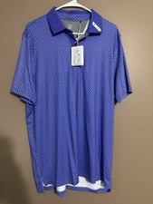 Graham Luxe Golf Polo Shirt Mens Large L Purple Micro Dot Print Stretch NWT