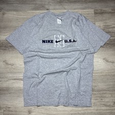 VTG NIKE USA Embroidered Logo T Shirt Gray szM Short Sleeve Made In USA Gray Tag