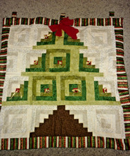 HandMade Christmas Tree Quilt Wall Hanging Holiday 32 x 30 Bells Ornaments
