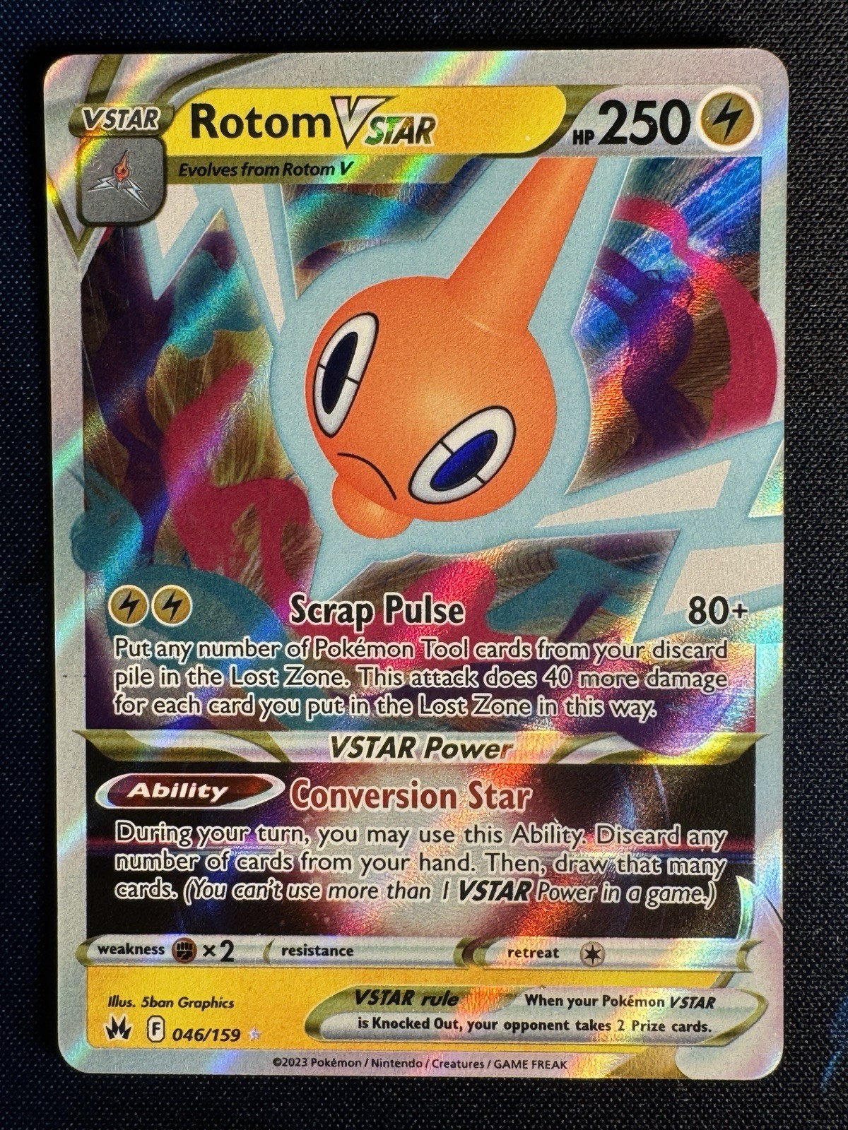 Pokemon Rotom VSTAR Crown Zenith Holo Ultra Rare Card 046/159 Fresh Pull NM/M