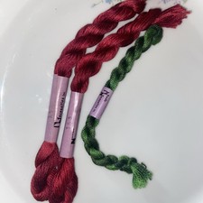 Needle Necessities Floss Overdyed 20 yds Cotton 153 Red 8198 Green Needlepoint