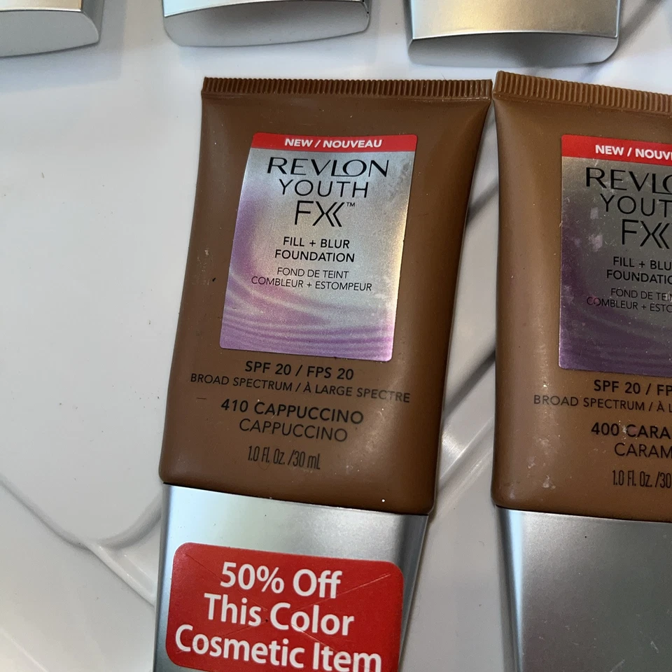 Lot Of 6 Revlon Youth Foundation 5 Cappuccino 1 Caramel. New - Image 2 of 4