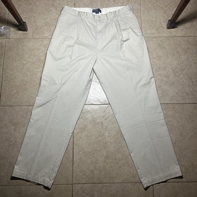 NWT Polo Ralph Lauren Andrew Pants 40x32 Beige Pleated Chino Deadstock Khaki.