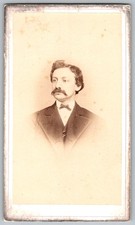Antique CDV Circa 1860s W.M. Klauser Handsome Man with Mustache NY