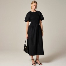 NWT J Crew Meadow Dress in Cotton Poplin Black S