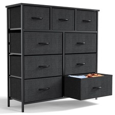 Yangming 9 Drawer Fabric Dresser for Bedroom, Entryway, Black