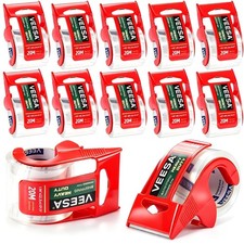 Clear Packing Tape Dispensered Rolls Shipping Moving 1.88 In 3 Mil 12 Rolls