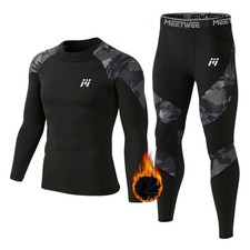 2 Pack Mens Thermal Base Layer Fleece Underwear Set Soft Long Johns Outdoor Warm