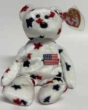 Ty Beanie Baby GLORY The Bear 1997 USA Flag Patriotic Red White Blue Plush