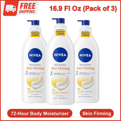 3 Pack NIVEA Skin Firming Sheer Hydration Body Lotion with Q10 Vitamin C 16.9oz