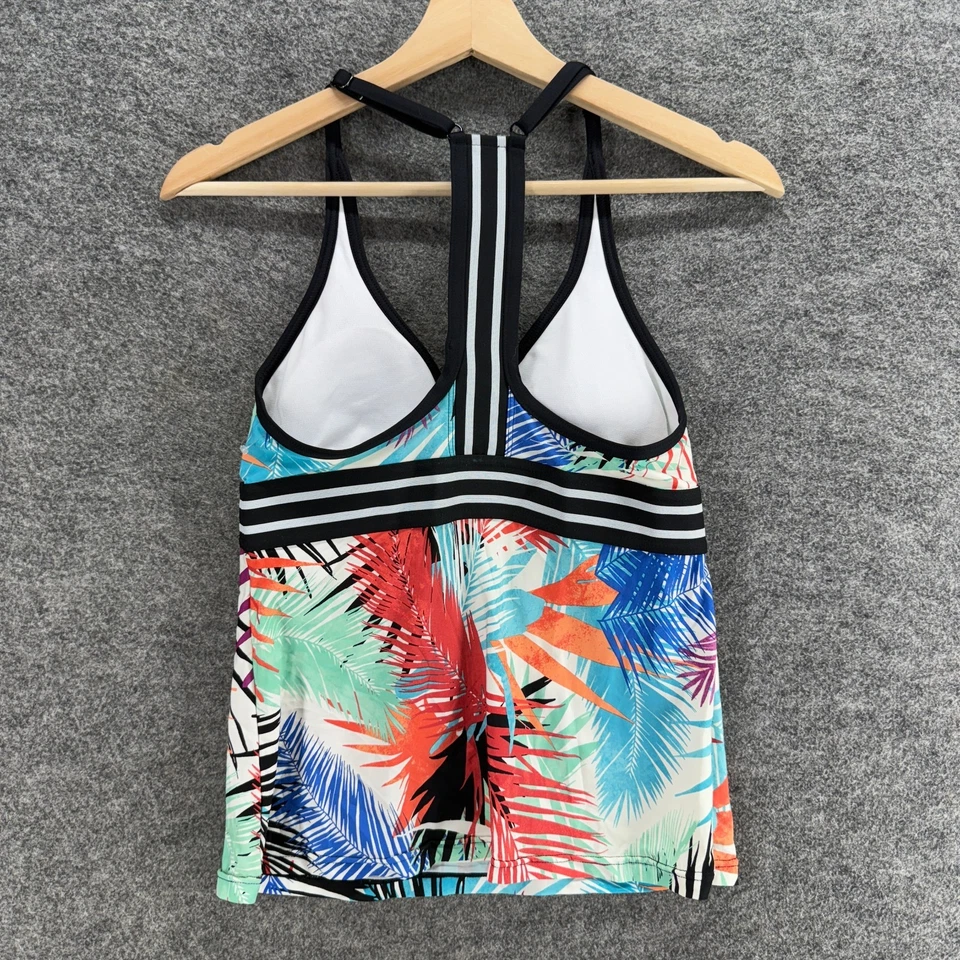 Camiseta Tankini Jag Mujer M Mediana Blanca Floral Cuello en V Sin Mangas Espalda Corredora Push Up Foto 2 de 4