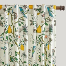 Velvet Whimsical Floral Curtains 63 inches Long,White Luxury Botanical Room D...