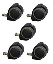 5x Floor Protecting Swivel Rubber Chair Caster Wheels Black for Hardwood Floor