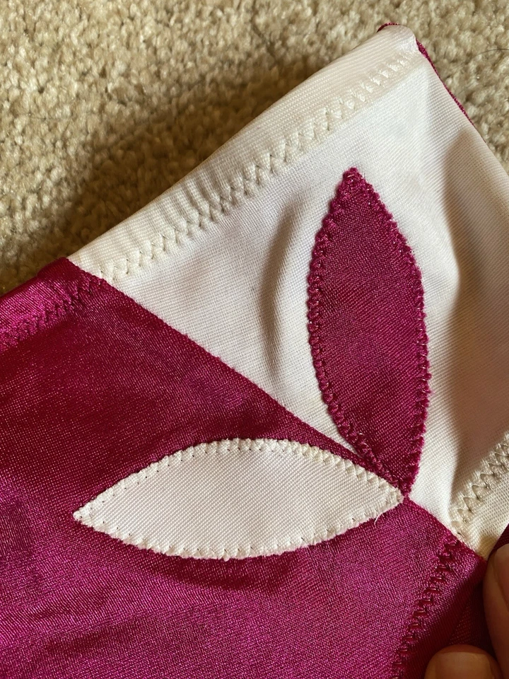 复古 50 年代 60 年代 De Weese Designs 泳装比基尼 8 Fucsia 白色珠光 2 件 — 第 3/4 张图片