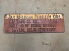 Pan American Oil Lease Sign Vintage Gas Embossed Metal Pump From Oil Well