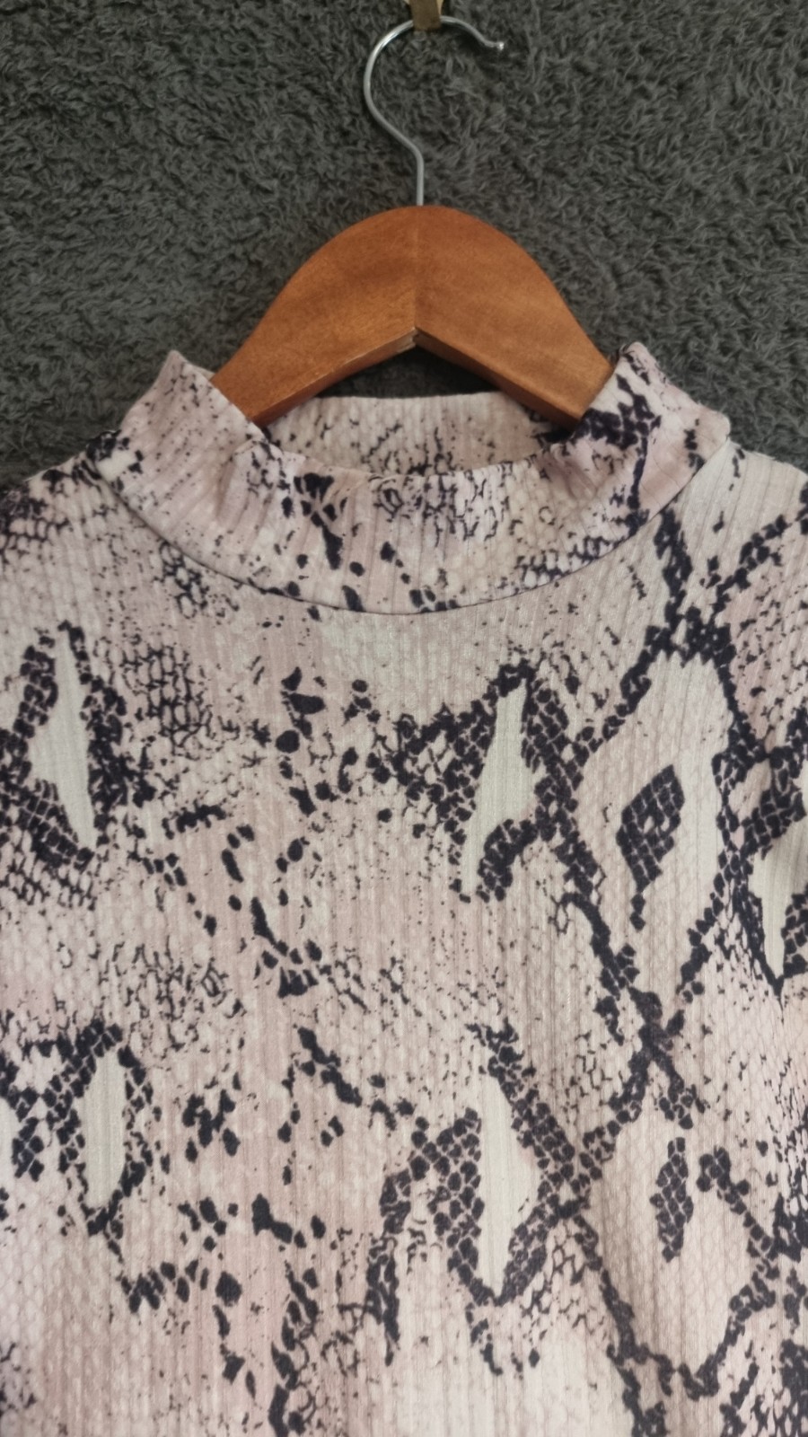 Pink Snake Print Bodysuit Size 16 Sleeveless High Neck Soft Ribbed Going Out Top image 4