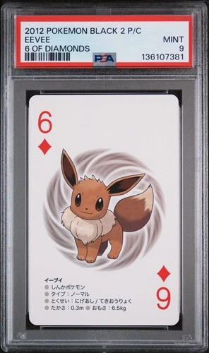 2012 POKEMON BLACK 2 PLAYING CARDS 6 OF DIAMONDS EEVEE PSA 9