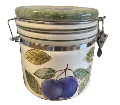 Certified International Nancy Green Plum & Leaves Canister Lid Seals 6  X  5 