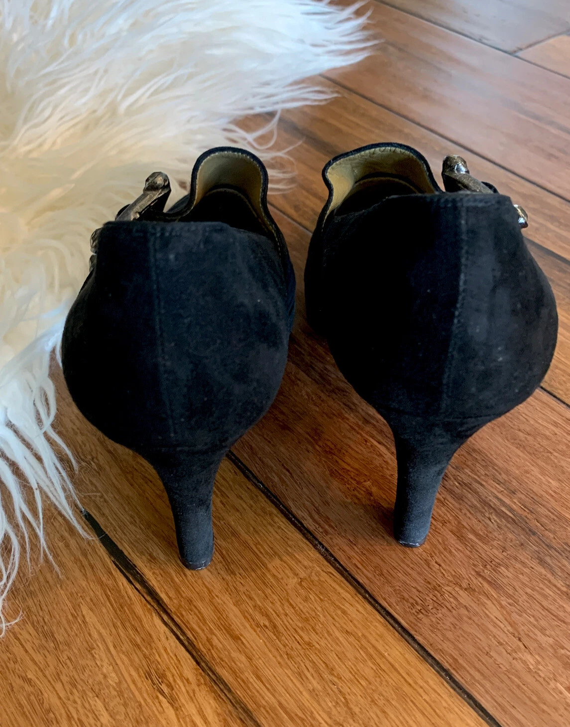 SAINT LAURENT (YSL) Eleganti scarpe vintage Yves Saint Laurent in pelle scamosciata nera tacco alto taglia 8M