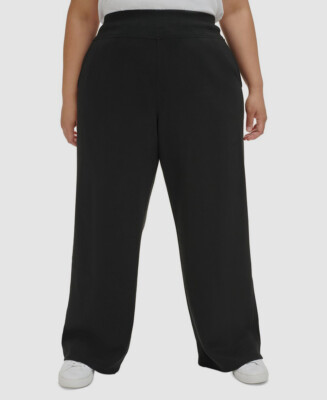Calvin Klein Women's Black High-Waist Wide-Leg Sweatpants