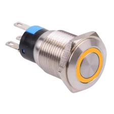 Yellow LED 16mm Latching Vandal Resistant Switch 3A SPDT
