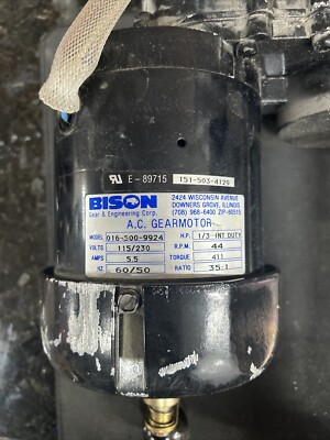 Bison AC Gearmotor, 016-500-9924, 115/230 Volts, 60 HZ, 5.5 Amps, Ratio ...