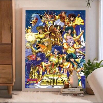 Saint Seiya Gold Saints Anime Poster Vintage 90s Warriors Golden