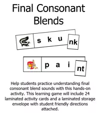 Teacher Made Literacy Center Learning Resource Game Final Consonant Blends