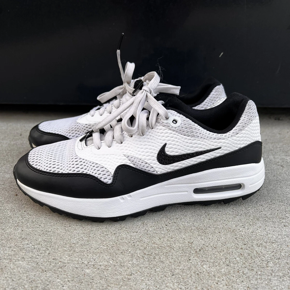 Nike Men's Air Max 1 G Spikeless Golf Shoes Size 8, White/Black