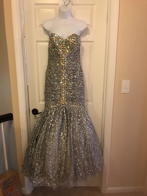 Jovani Designer Dress ~ Champagne Embroidered Strapless Mermaid Evening Gown  | eBay