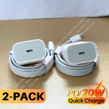 2 Pack 20W PD Fast Wall Charger USB-C Power Adapter For iPhone 14/13/12/11/XR/XS