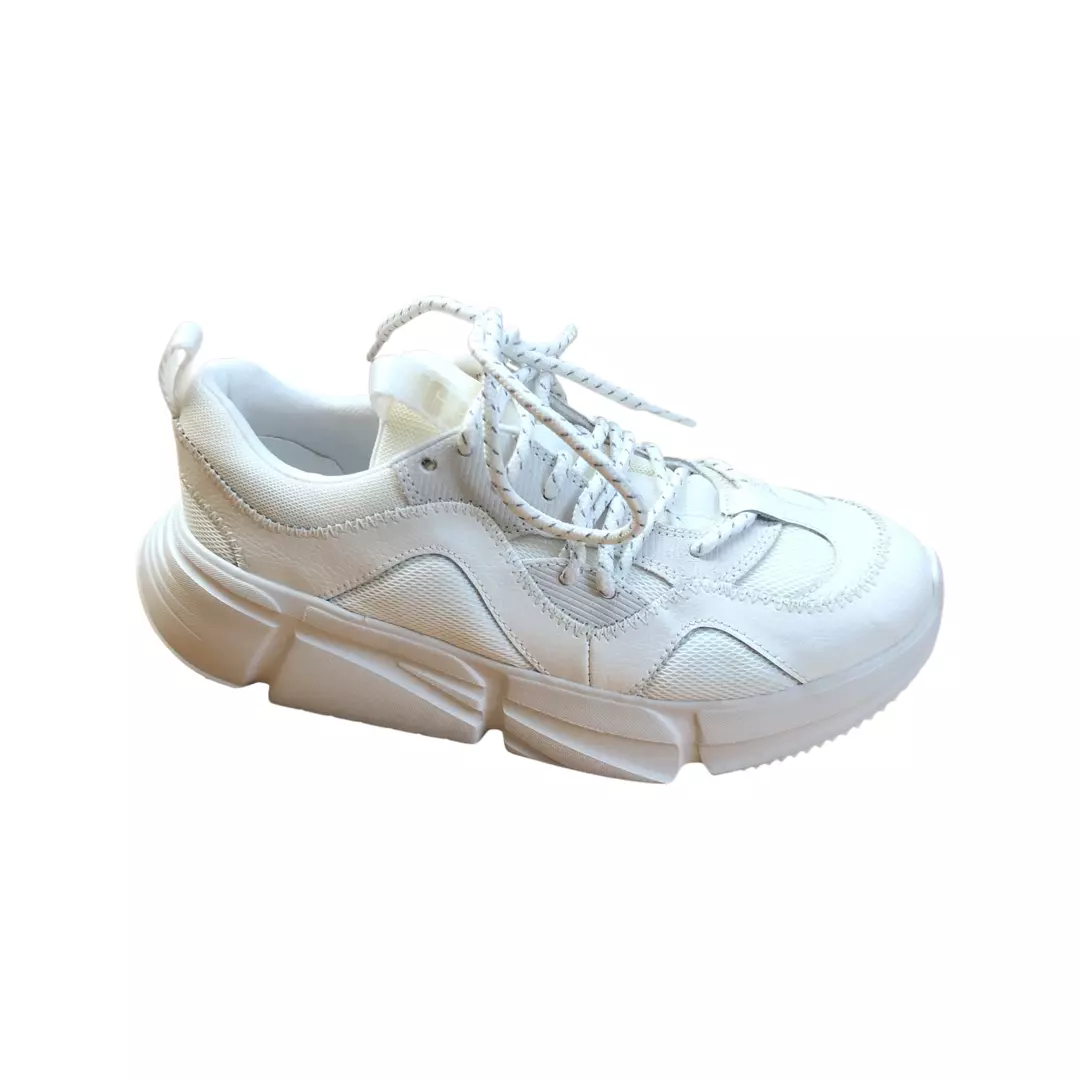UGG Women s Calle Lace White Runners Shoes Leather 1125391 eBay
