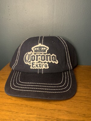 NEW Corona Logo Embroidered Baseball Hat Blue w/White Piping 