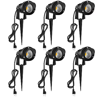 ROMWISH 6pcs 10W LED Landscape Light US Plug 110V 3000K Garden Spotlight IP65 Waterproof
