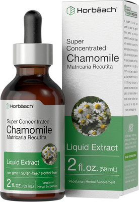 Horbäach Chamomile Extract Liquid | 2 Fl Oz | Alcohol Free Supplement | Vegetari