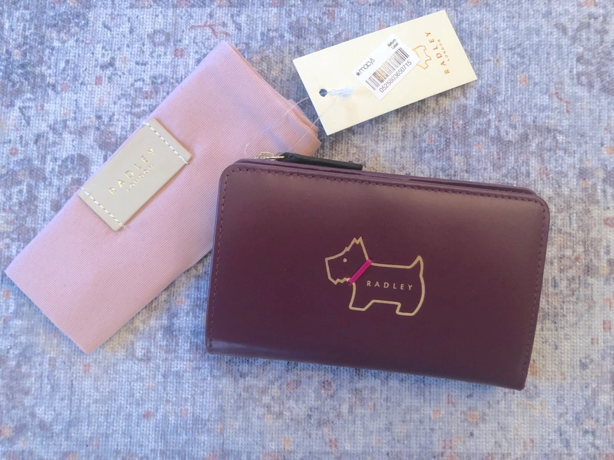 RADLEY LONDON "HERITAGE DOG" TAN Leather Medium -pink dustbag ZIP  Wallet NWT