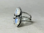 Moonstone 925 Sterling Silver Band& Statement Ring Handmade Ring All Size -q-84