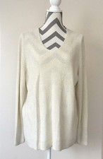 NWT Chaps Ladies  474 Stretch Knit Cream/Metallic Color Top Sweater  Size 2X   