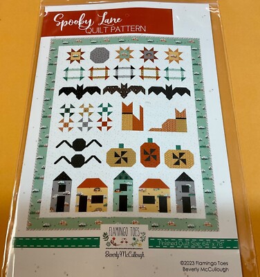 Spooky Lane Quilt Pattern, 2023 Flamingo Toes by Beverly McCulluogh 