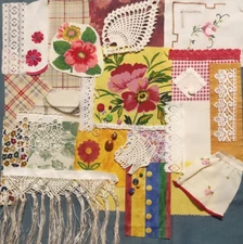Slow stitch junk journal kit Embroidery Vintage fabric Lace Sewing and Craft #28